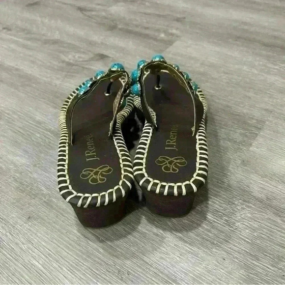 NWOB J. Renee Sandal Brown Blue Stone Wedges Women’s Size 7.5 - Picture 2 of 7